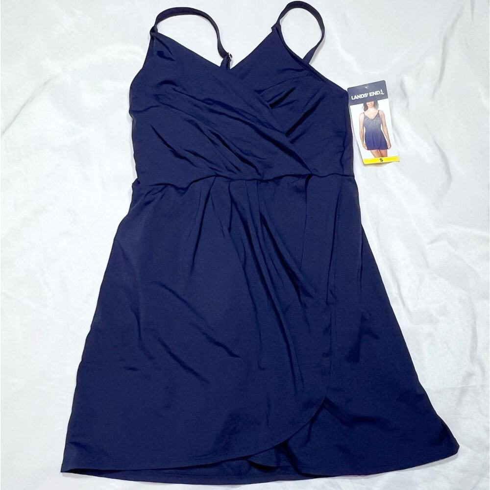Lands’ End 1 Pc Swimsuit Skirt Woman’s Small Blue Straps New with Tags